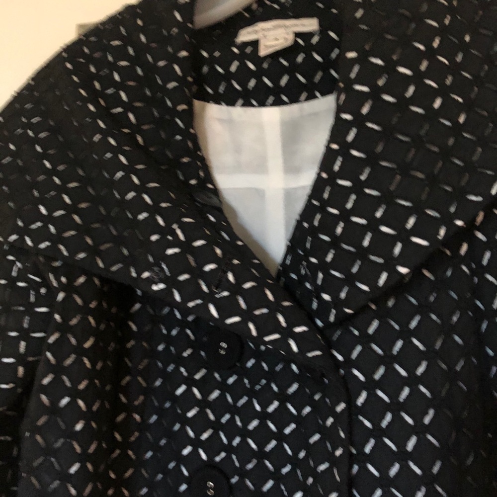 Navy Embroidered Eyelet pea coat - Picture 3 of 8